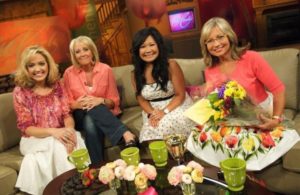 The sofa sisters Ann, Cheryl, Melinda and Moira on the set of Full Circle